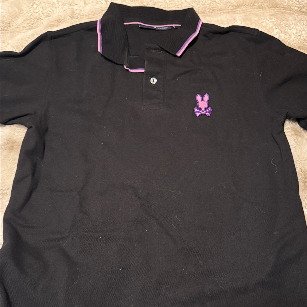 Psycho Bunny Black Polo with Purple Details